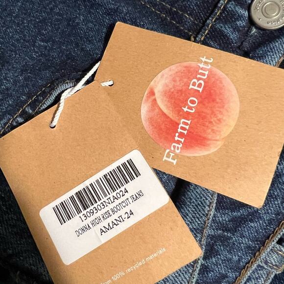 NWT Reformation Donna High Rise Bootcut Jeans Amani Medium Blue sz 24 Stretch - Picture 9 of 9